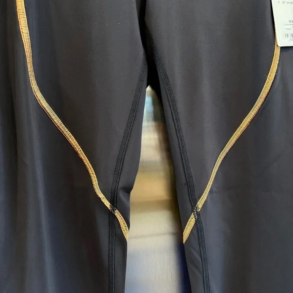 NWT Lululemon Power Thru Legging x Barry’s Tights in Black Orange colour seam​